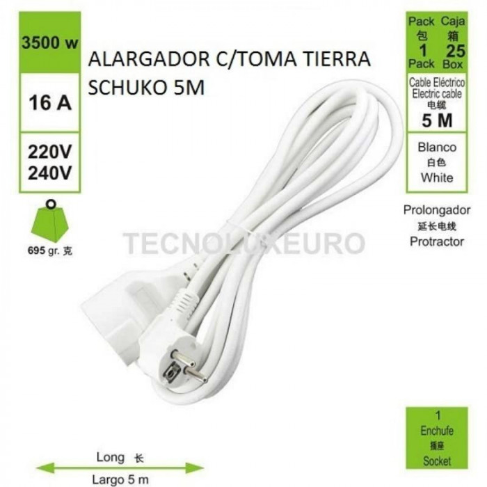 ALARGADOR SCHUKO MACHO-HEMBRA 5M 16A...