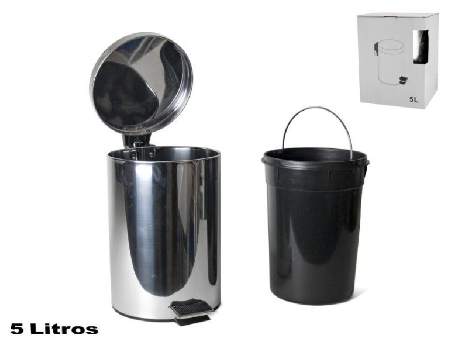 PAPELERA PEDAL INOX 5L