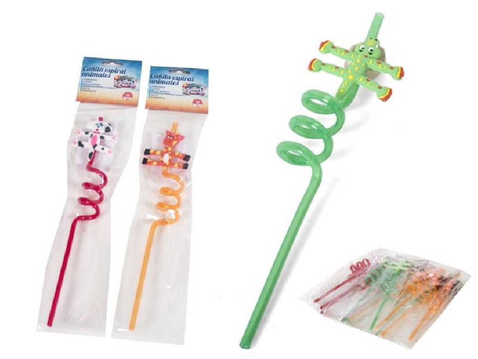 PAJITA ESPIRAL REUTILIZ.ANIMALES 26CM