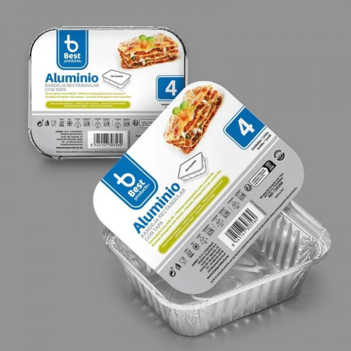 BANDEJAX4 ALUMINIO RECTANG.+TAPA...
