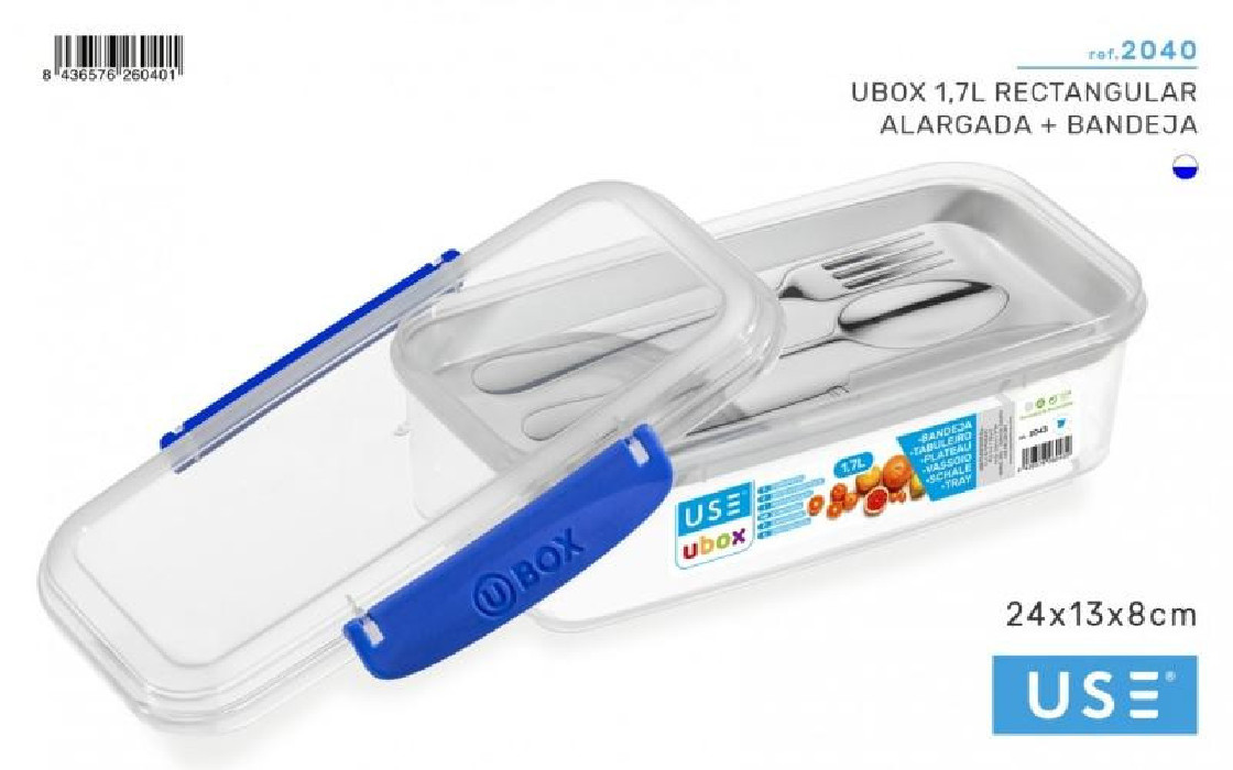 UBOX 1.7L RECTANG.ALARGADA+BANDEJA 2040
