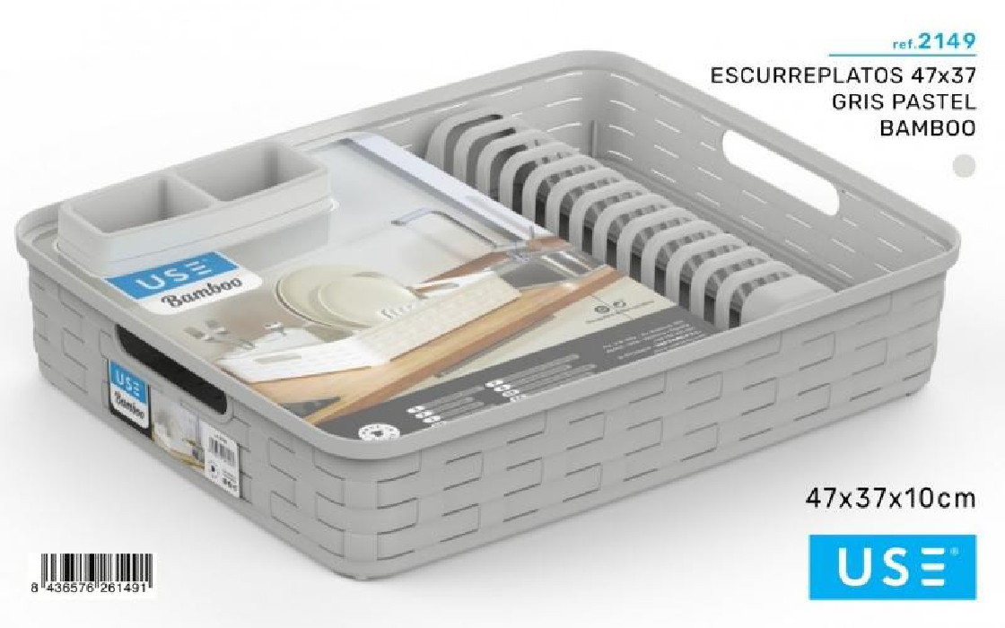 ESCURREPLATOS 47X37 GRIS BAMBOO 2149