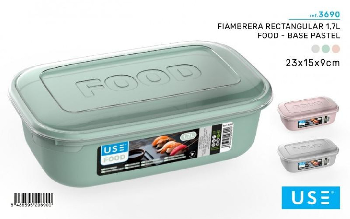 FIAMBRERA RECTANG.1.7L FOOD 3690