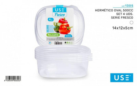 SET 4 HERMETICO OVAL 500cc...