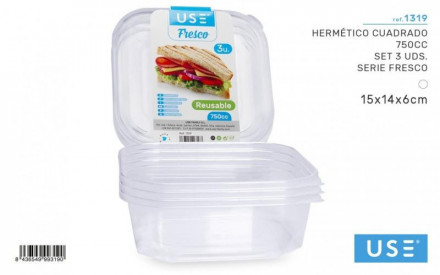 SET 3 HERMETICO CUADRADO...