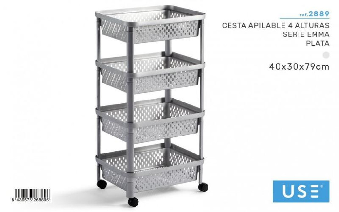 CESTA APILABLE 4 ALTURAS PLATA EMMA 2889