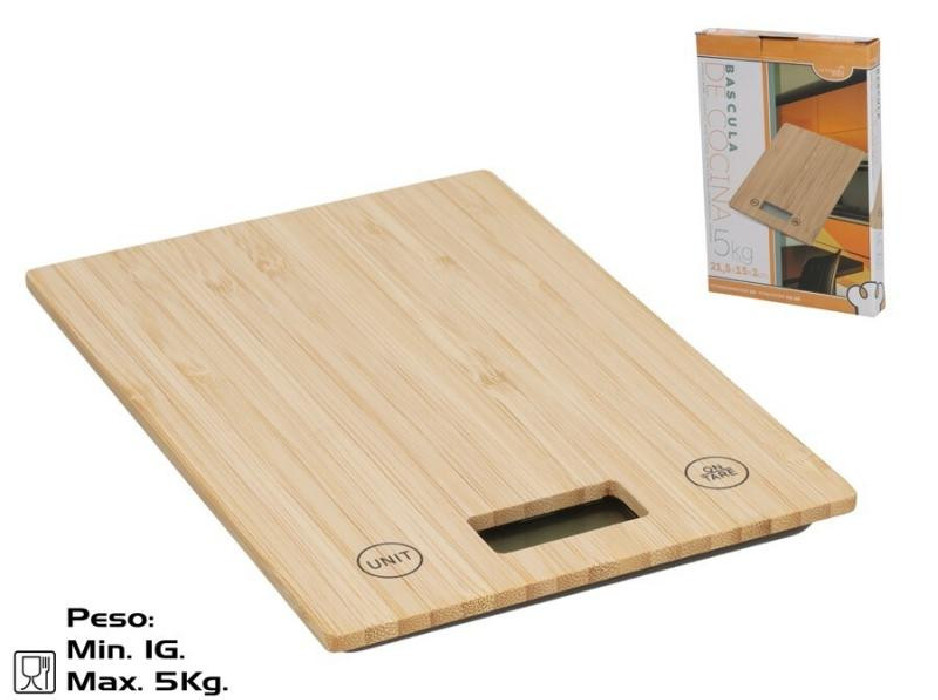BASCULA COCINA DIGITAL 5KG BAMBU