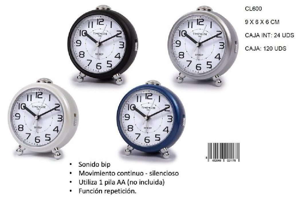DESPERTADOR C/LUZ TIMEMARK CL600