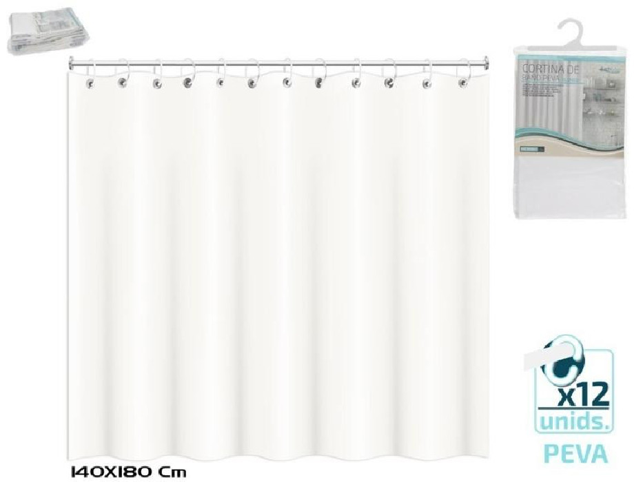 CORTINA BAÑO PEVA 140X180 BCO.