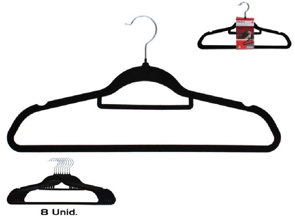 PERCHA X8 FLOCADA 45X23X0.40CM NEGRO