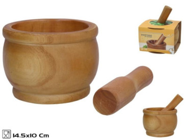 MORTERO MADERA C/MANGO PAKY...
