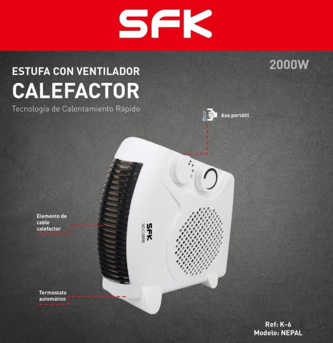 CALEFACTOR AIRE 2000W MD.NEPAL K-6