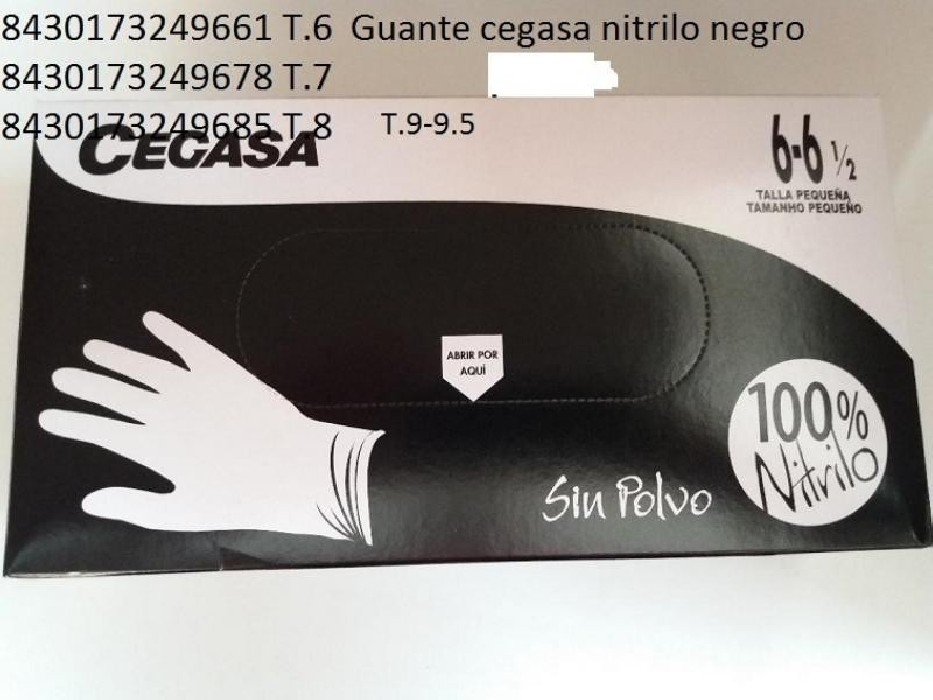 GUANTES CEGASA NITRILO NEGRO T6 324966