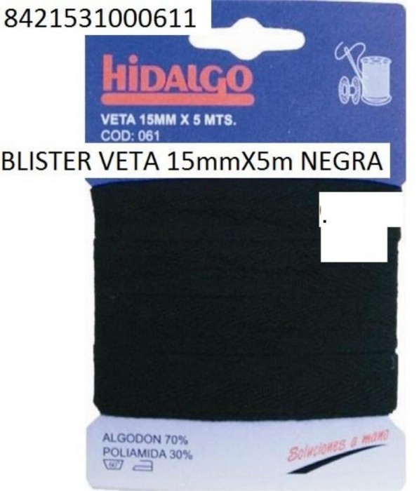 BLISTER VETA 15MM.X5M. NEGRO