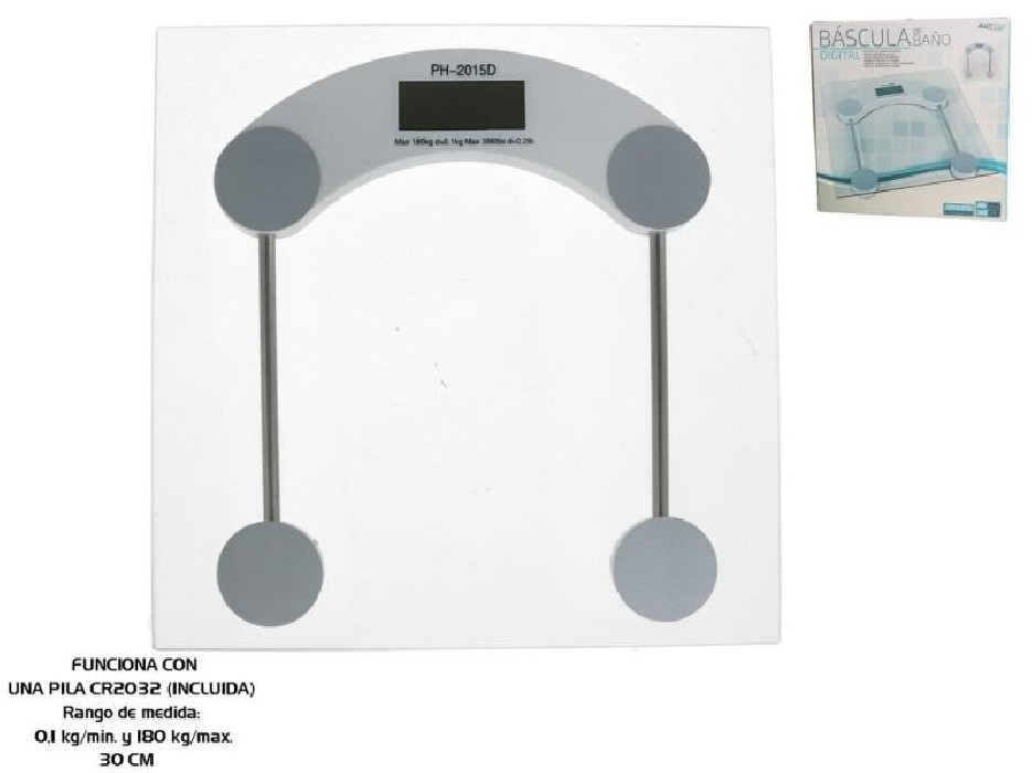 BASCULA BAÑO DIGITAL CRISTAL 3MM